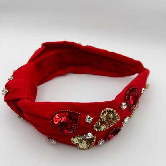 Handmade Red and Golden Top Knot Beaded Headbands - Picture 2 of 3